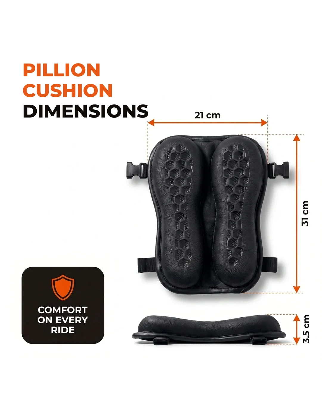 Pillion Cushion dimensions: 21 × 31 × 3.5 cm